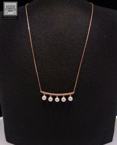 Collier en or rose 750°/.(18K) 3g10 serti...
