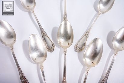 Ensemble de 8 petites cuillères en argent,...