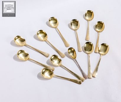 Ensemble de 11 cuillères à glace, en argent...