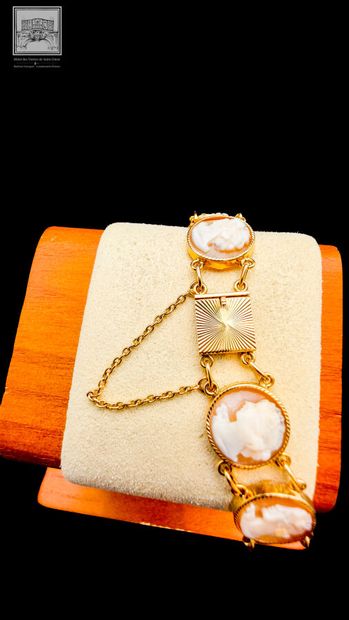 Bracelet articulé en or jaune 18K 750/°°°...