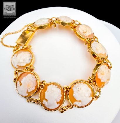Bracelet articulé en or jaune 18K 750/°°°...