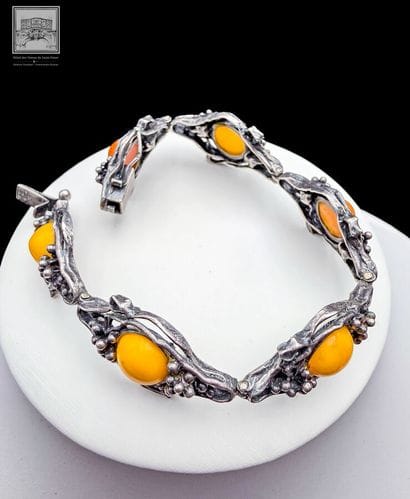 Lot de 3 bracelets en argent ornés de malachite,...