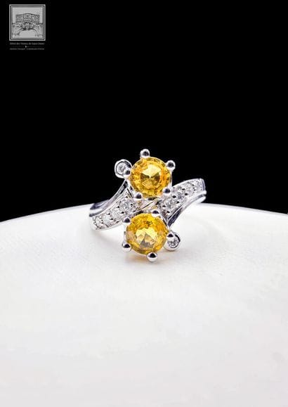 Bague Toi et Moi en or blanc 750°/.(18K)...