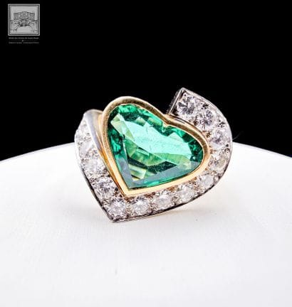 Cocktail ring in 18K yellow and white gold...