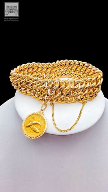 Bracelet à mailles tressées creuses 
Or jaune...