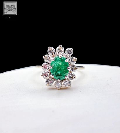 Bague Marguerite
Or gris et platine 750/°°°
Poinçon...