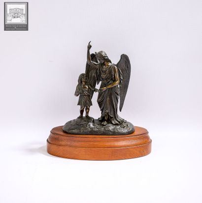 Sujet en bronze 
Représentant ange et enfant...