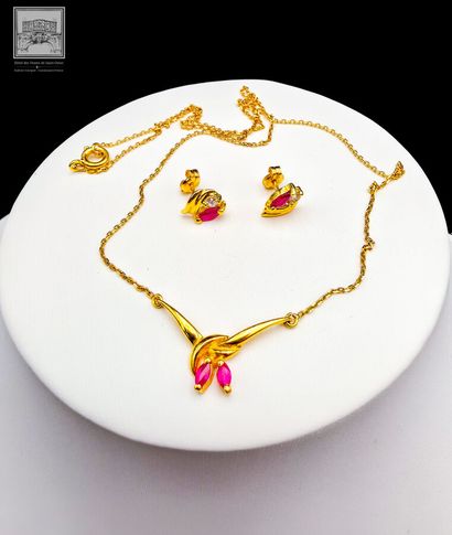 Demi parure 
or jaune 750/°°°
Collier pendentif...