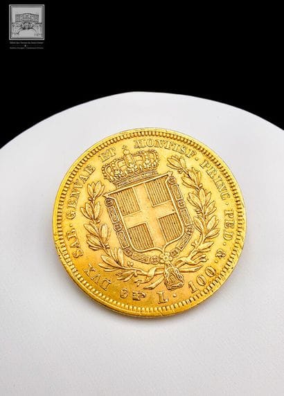 ITALIE 
 Pièce de 100 Lires en or 
Charles-Alber,...