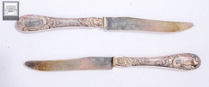 12 couteaux en argent 
Poinçon Minerve 1er...