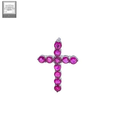 Croix en or blanc 750°/.(18K) 0g60 ornée...