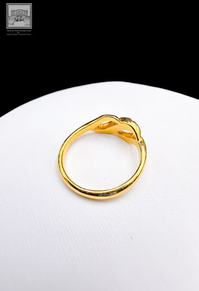 Ring
14K yellow gold 
Set with a small ruby...