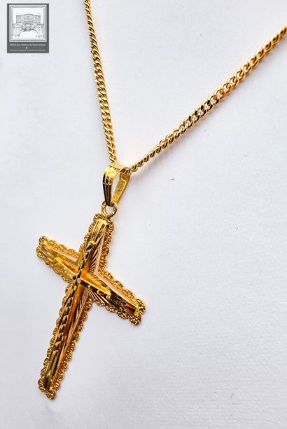 Collier + pendentif en forme de croix, en...