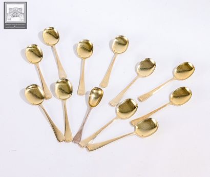 Ensemble de 11 cuillères à glace, en argent...