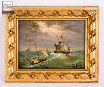 E. Dubois
Marine
 Huile sur panneau
Signée...