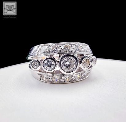 Imposante bague jonc en or jaune rhodié 750°/.(18K)...