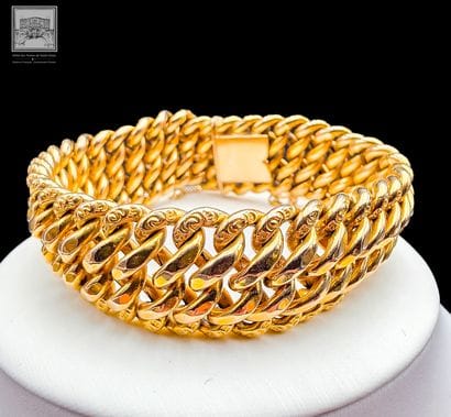 Bracelet à mailles tressées creuses 
Or jaune...
