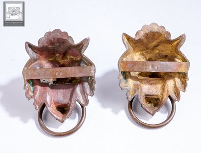 Pair of door knockers
Lion's muzzle 
Bronze...