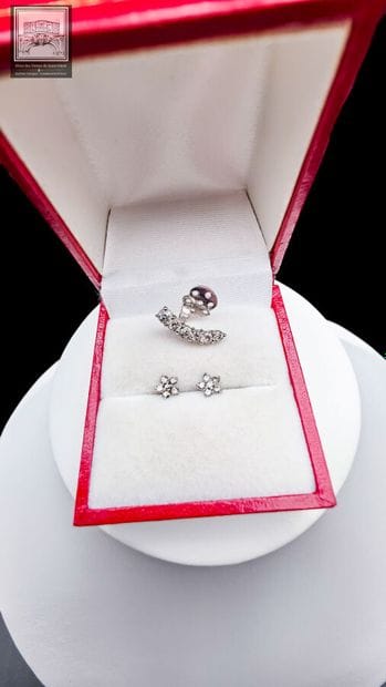 Paire de boutons d'oreille
Or gris 750/°°°
Poids...