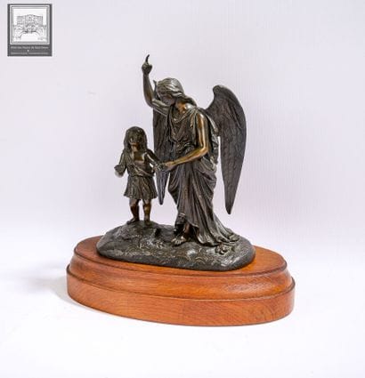 Sujet en bronze 
Représentant ange et enfant...