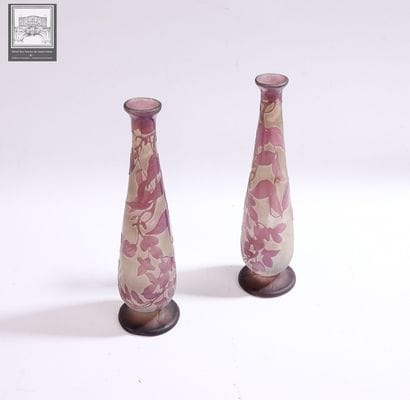 Établissements GALLÉ
Paire de vases soliflores
Verre...