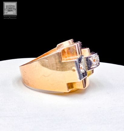 Bague Tank Art Déco en or jaune et gris 750/°°°...