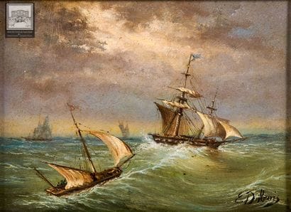 E. Dubois
Marine
 Huile sur panneau
Signée...