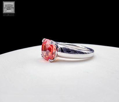 Bague en or blanc 750°/.(18K) 6g70 ornée...