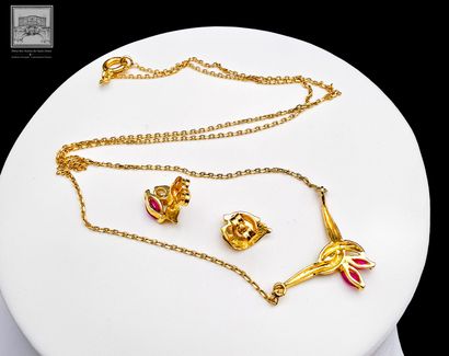 Demi parure 
or jaune 750/°°°
Collier pendentif...