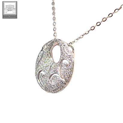 Très beau collier en or blanc 750°/.(18K)...