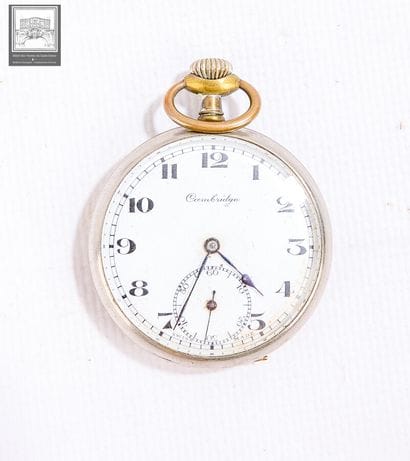 Porte-montre en bronze et porcelaine 
Epoque...