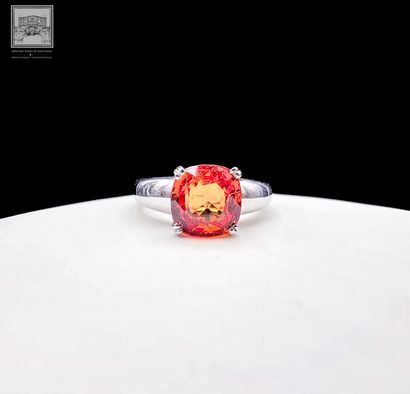 Bague en or blanc 750°/.(18K) 6g70 ornée...