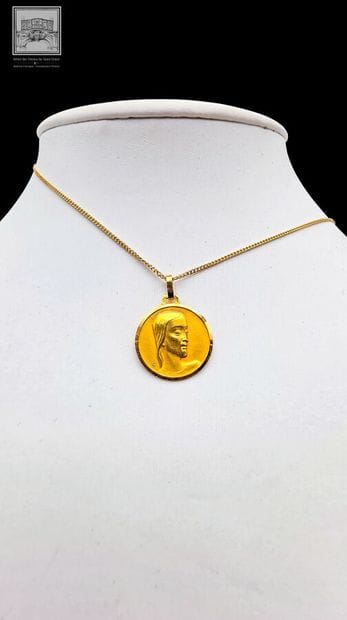 18K yellow gold baptismal medal, 750/°°°,...