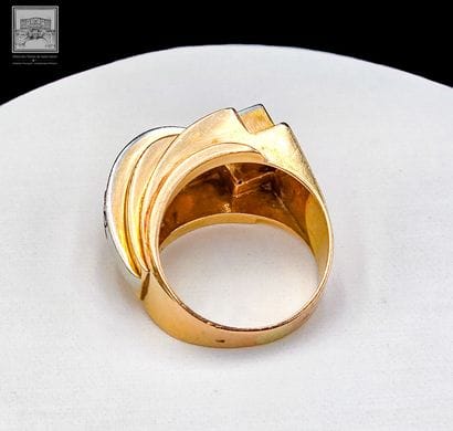 Bague Tank Art Déco en or jaune et gris 750/°°°...