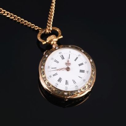 Pocket watch in yellow gold 18K 750 thousandth...