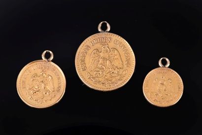 MEXIQUE - Ensemble de 3 pièces en or jaune...