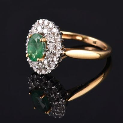 Bague en deux tons d’or jaune et gris 18K...