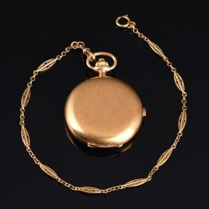 Pocket chronograph watch in 18K yellow gold...
