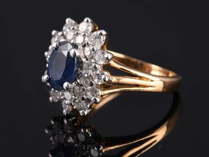 Bague en deux tons d’or jaune et gris 18K...