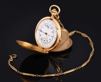 Pocket chronograph watch in 18K yellow gold...
