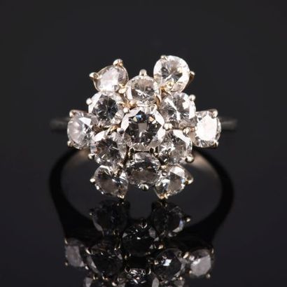 Bague Bouquet en or gris 18K 750 millièmes...