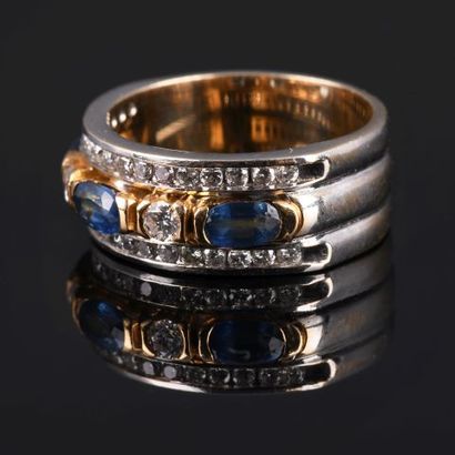 Bague bandeau en deux tons d’or jaune et...