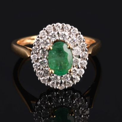 Bague en deux tons d’or jaune et gris 18K...
