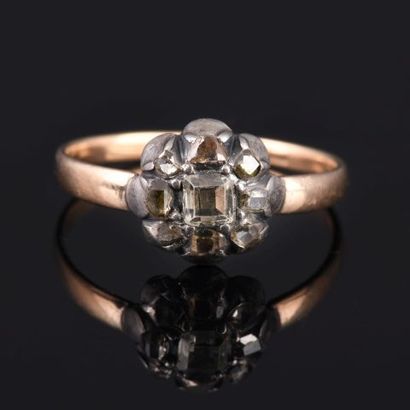 Charming ring in pink gold 18K 750 thousandths...