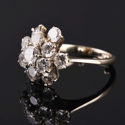 Bague Bouquet en or gris 18K 750 millièmes...