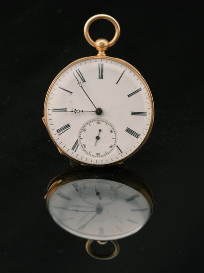 Montre de poche en or jaune 18K 750 millièmes...