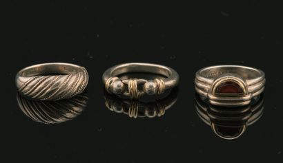 Lot of three silver rings, two of them signed...