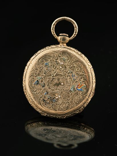 Montre de poche en or jaune 18K 750 millièmes...