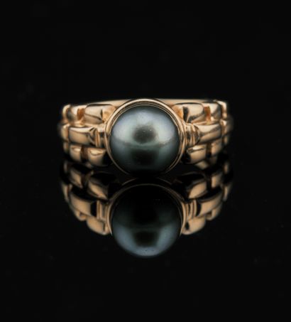 Yellow gold ring 18K 750 thousandths decorated...