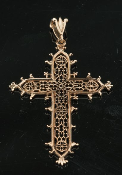 Pendentif Croix en or jaune 18K 750 millièmes...